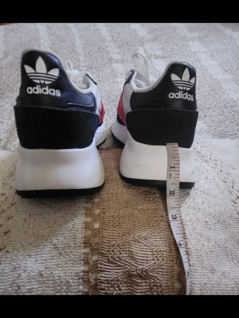 Adidas Retro Runner Sneakers in White, Black & Red